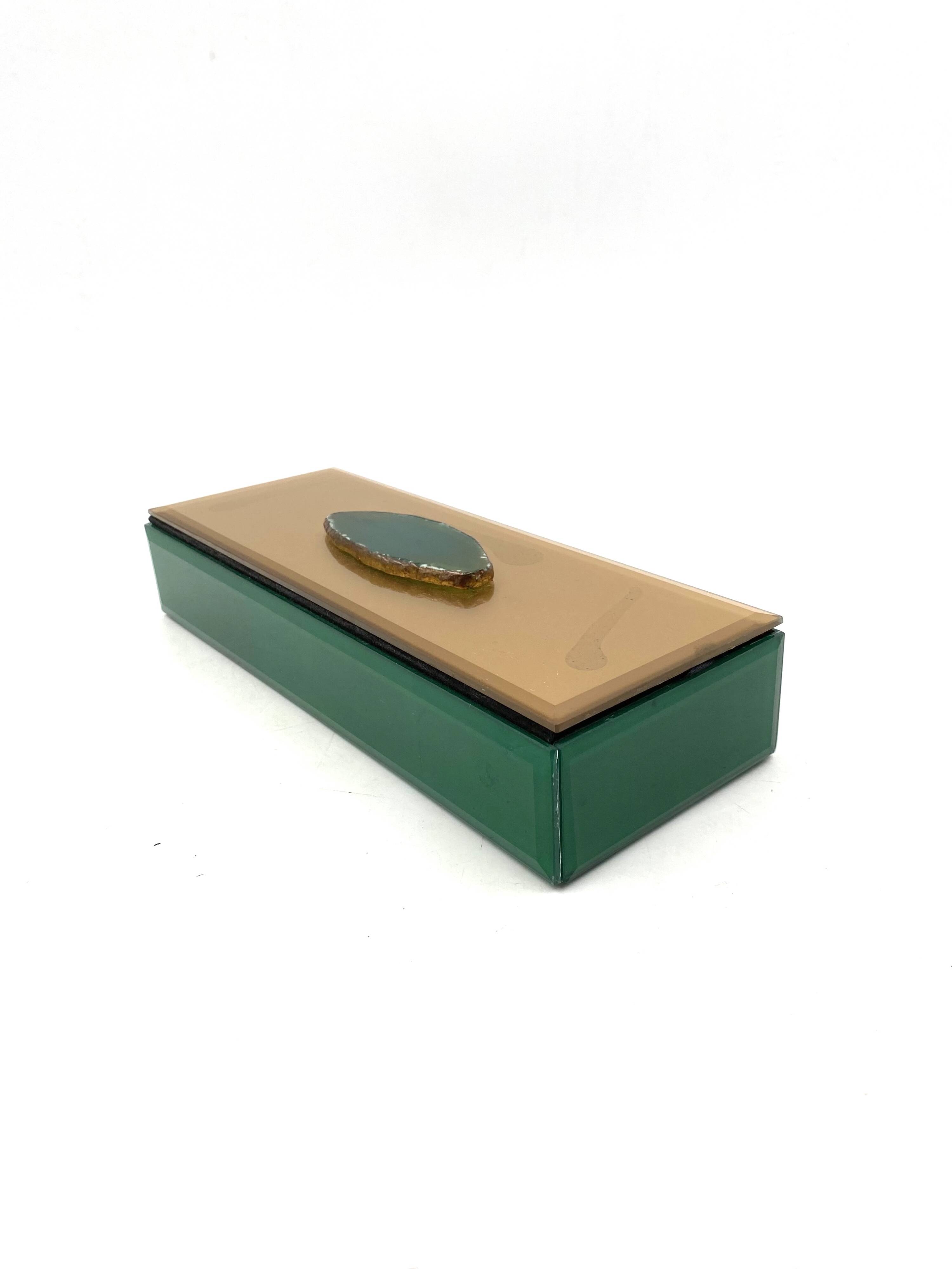 Green glass Jewelry Box, Italy 1980s