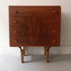 Chest of drawers in rosewood and vintage mid-century black glass, czechoslovakia 1970