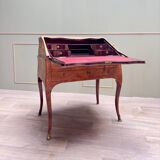 Carel Jacques-philippe Curved Sloping Desk In Louis XV Period Marquetry Stamped
