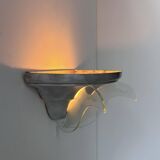 Vintage art deco wall light, brushed metal and glass, France 1930