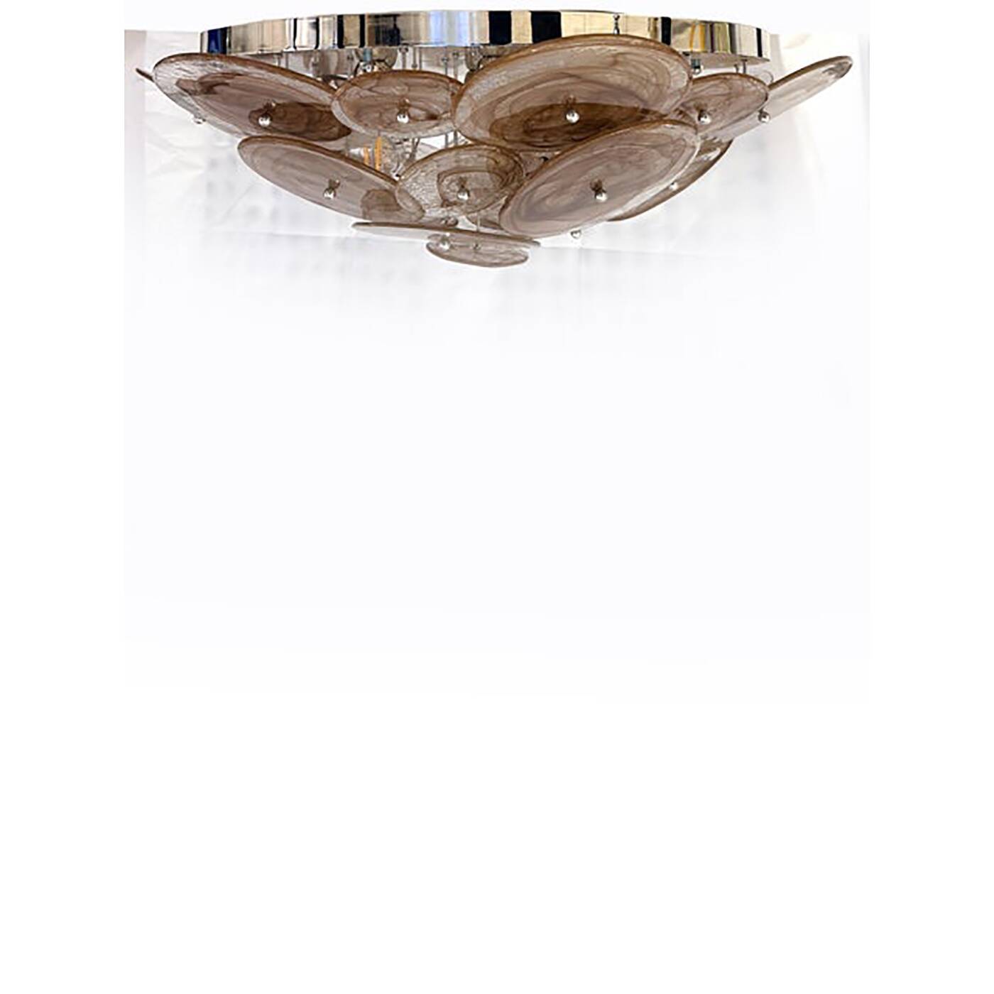 Contemporary Venied-Brown Disks Flush Mount