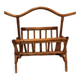 Vintage rattan magazine rack