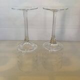 Duo of cut glass fish candle holders