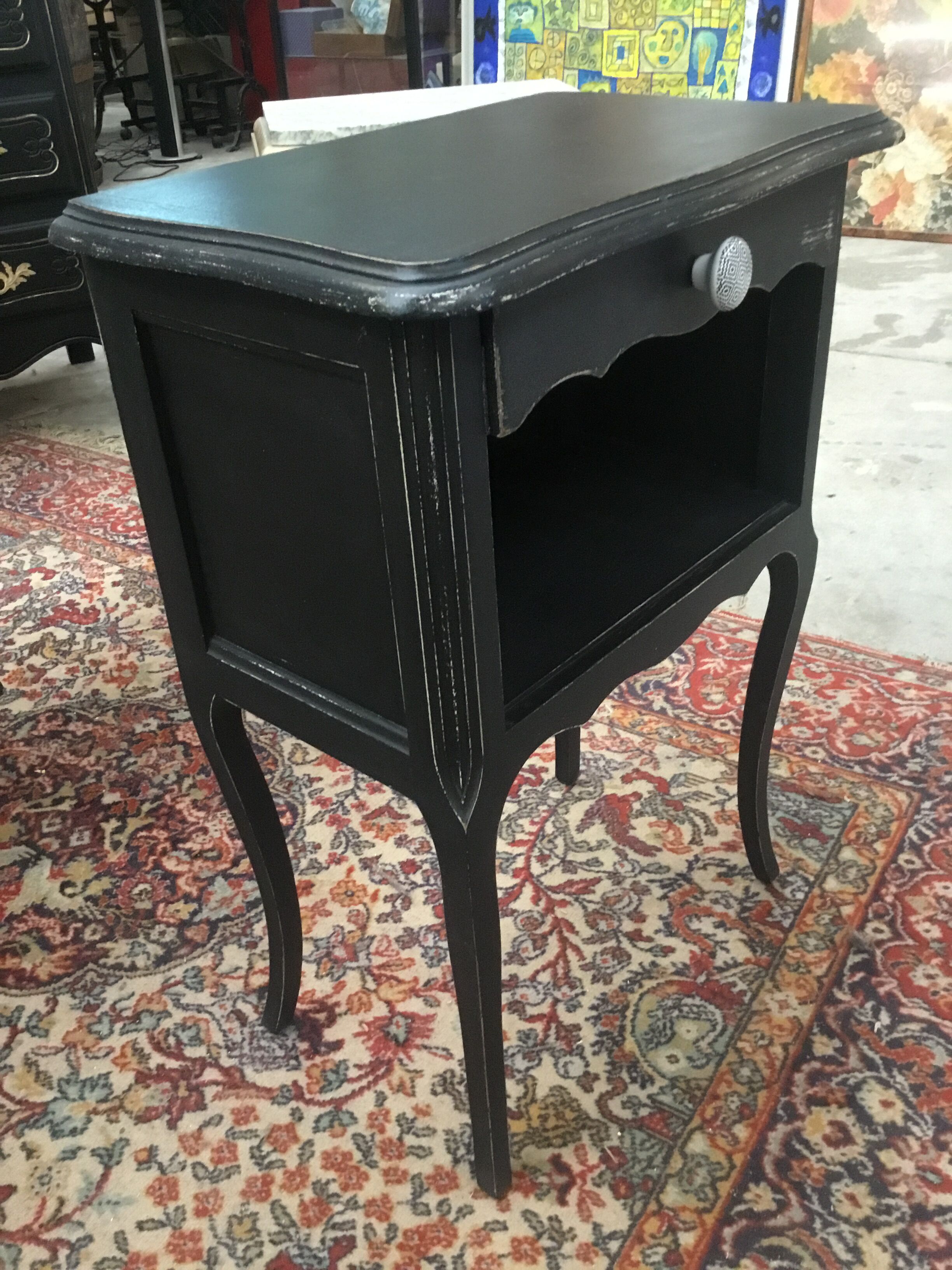 Pair of bedsides painted in black