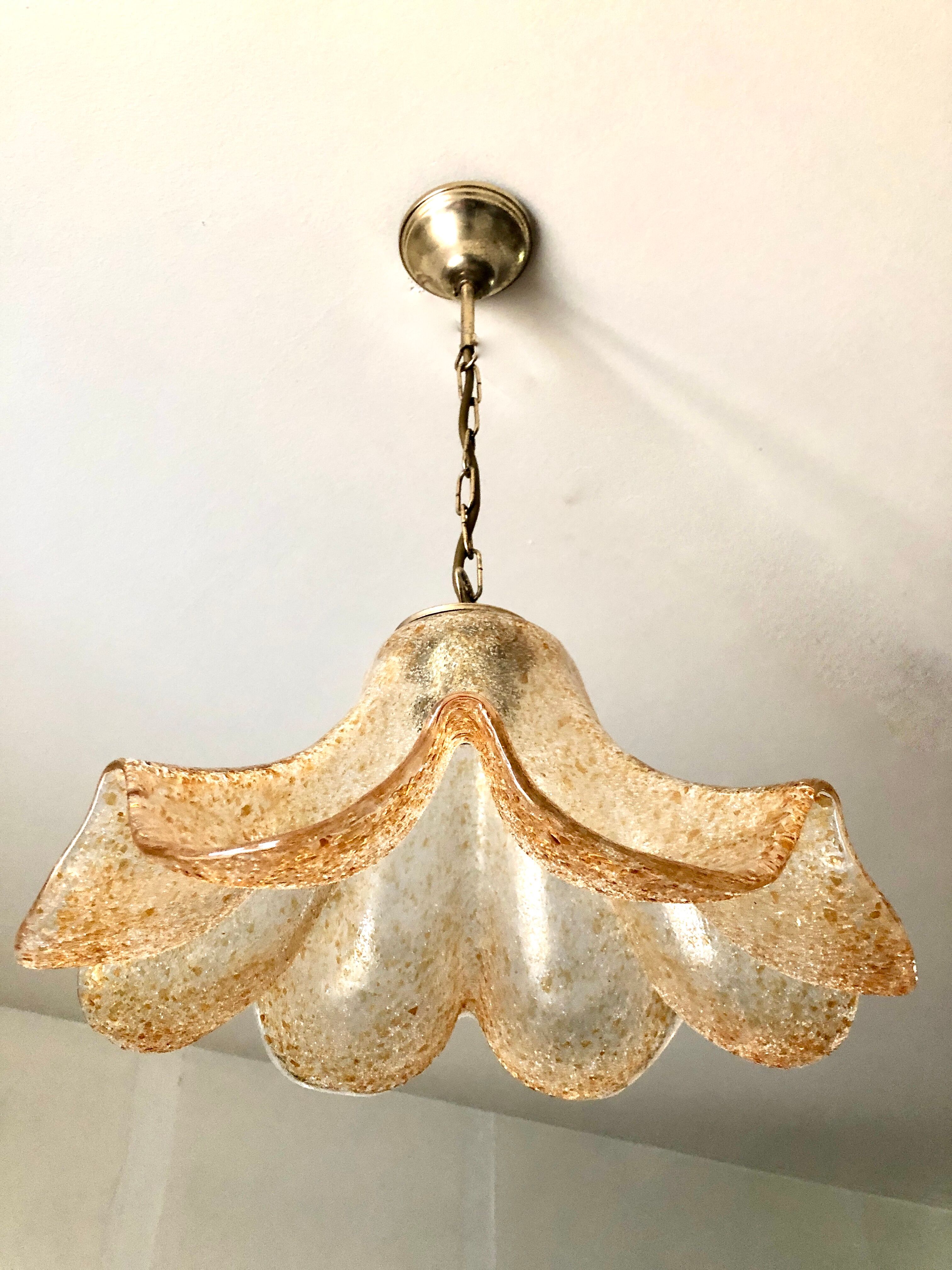 Suspension orange flower glass Murano 1960