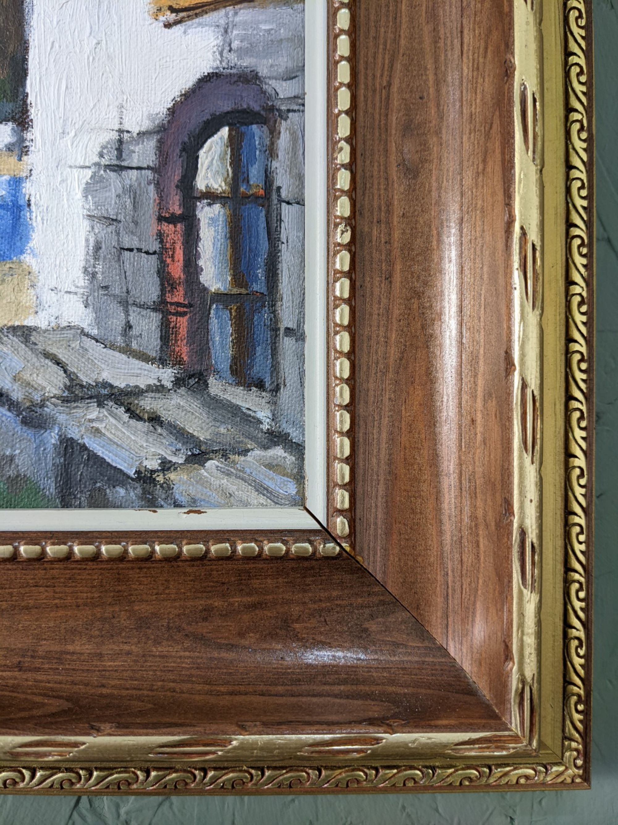 Modern swedish "the lake" tenerife landscape, framed oil painting