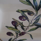 Plat de service 3 compartiments en céramique décor olives