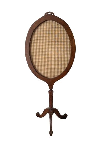 Wooden and embroidered fabric fireplace screen