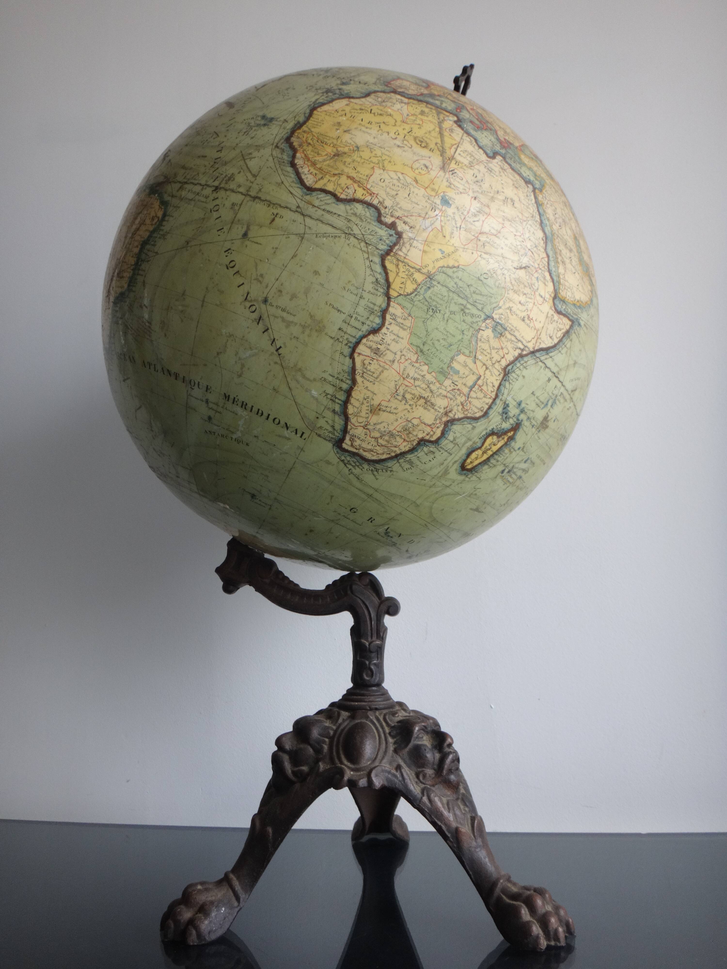 Earth globe l lebegue world map with cast 60cm paris xix