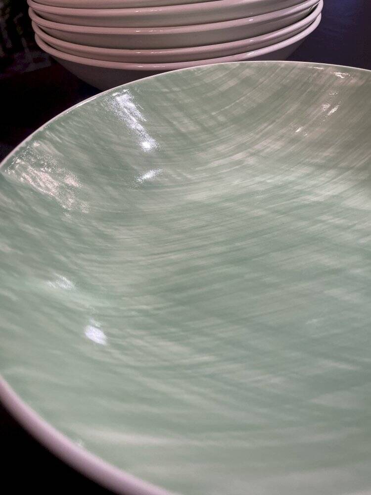 Set of 7 Salins soup plates, Mistral green model