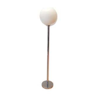 Floor lamp space age chrome and opaline, Italy 1970
