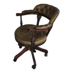 Fauteuil de bureau Anglais - cuir vert