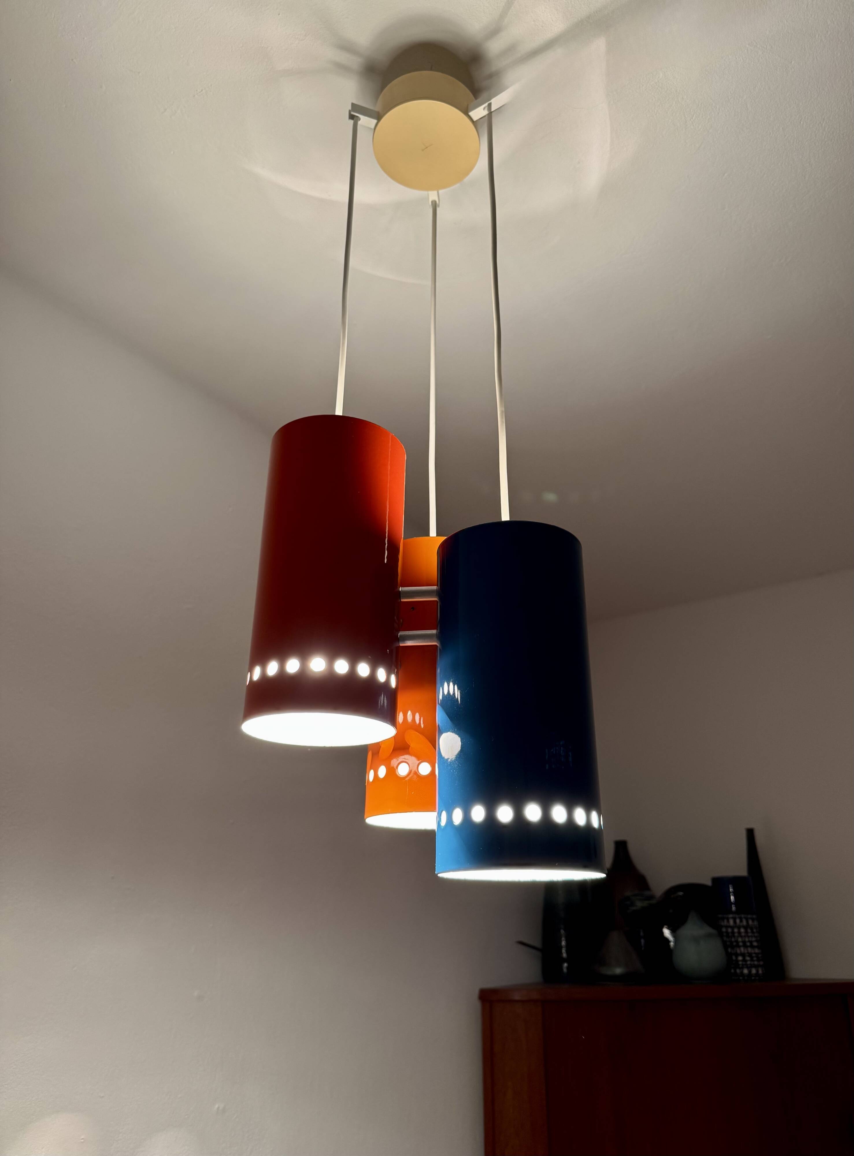 Unique Enameled Cascading Chandelier