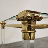 Vintage lucite and brass side tables, 1980s