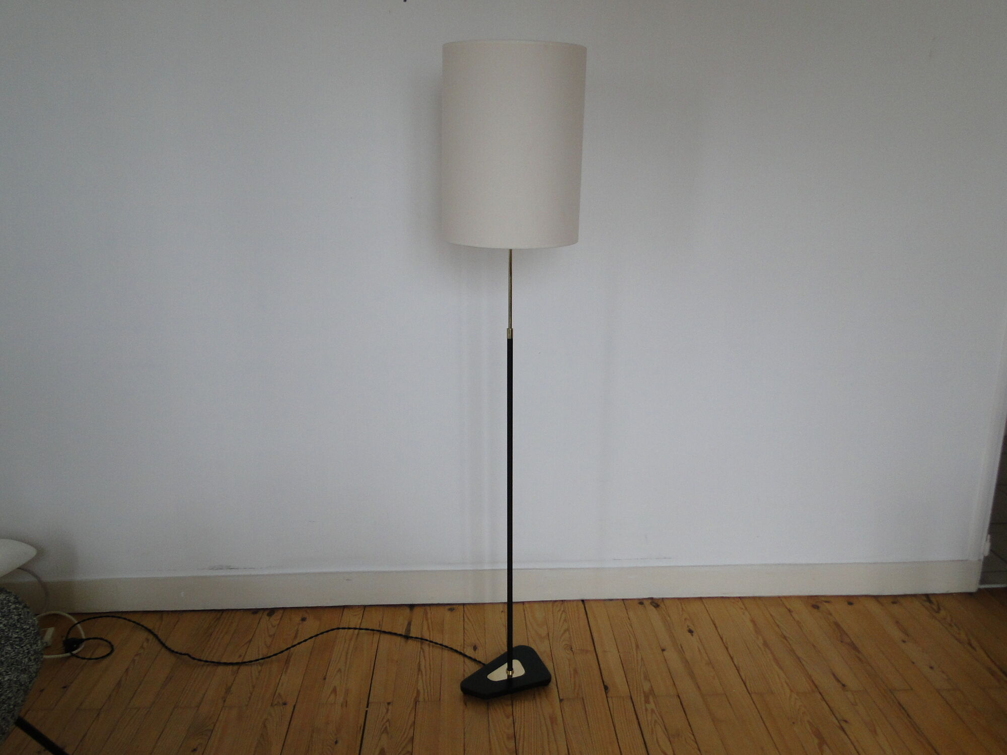 Adjustable vintage floor lamp by lunel 1950 france brass metal