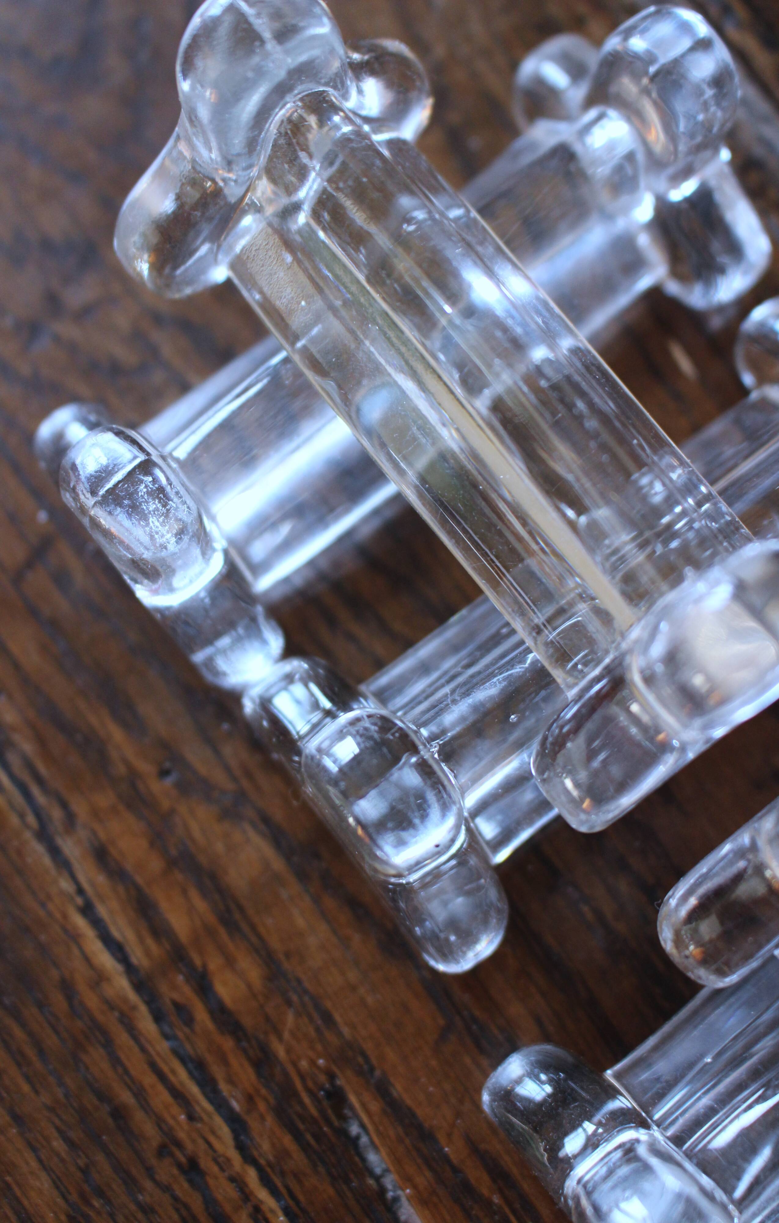 A set of 6 transparent trilobite glass knife rests.