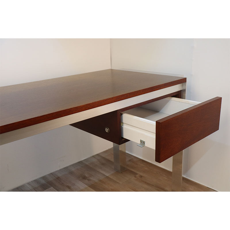 Vintage Georges Frydman desk in teak and aluminum 1970