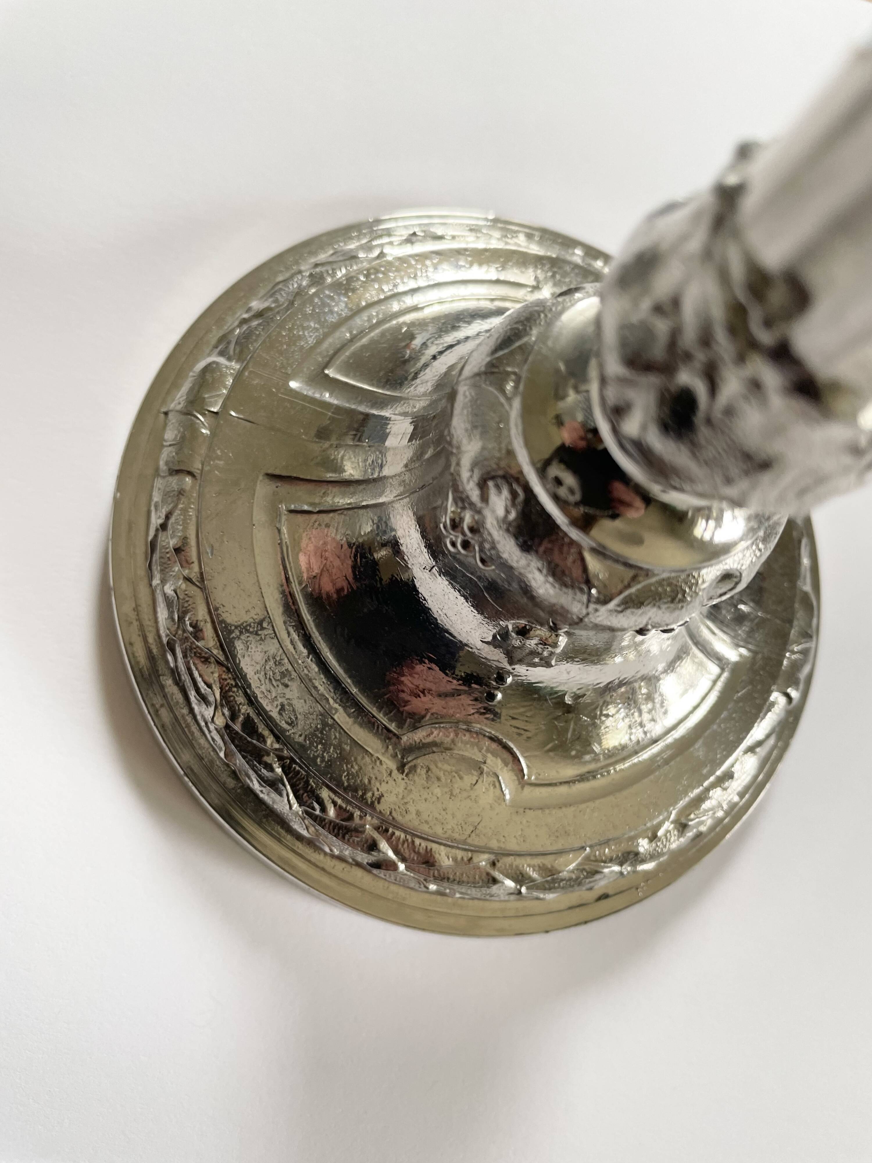 Antique silver-plated candlesticks in classic style