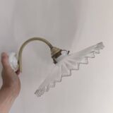 Vintage wall light in notched opaline and gilded brass
