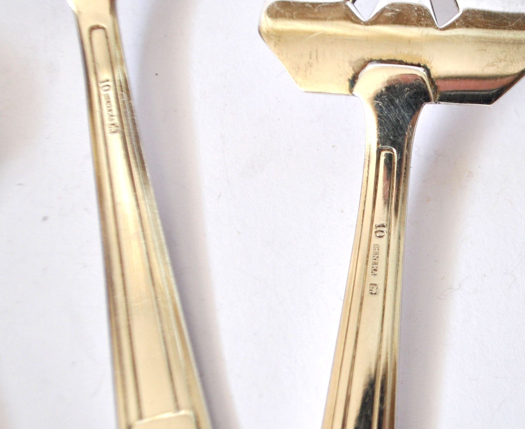 Set of 3 modernist 1950s dessert cutlery in silver by RENEKA.