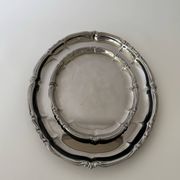 Vintage Baroque Style Italian Stainless Steel Pair of Serving Platters