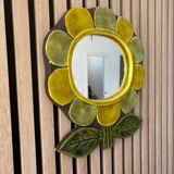 Mithé ESPELT (1923-2020) Anemone model mirror in polychrome enameled ceramic