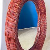 Round rattan wall mirror 1970s/80s
