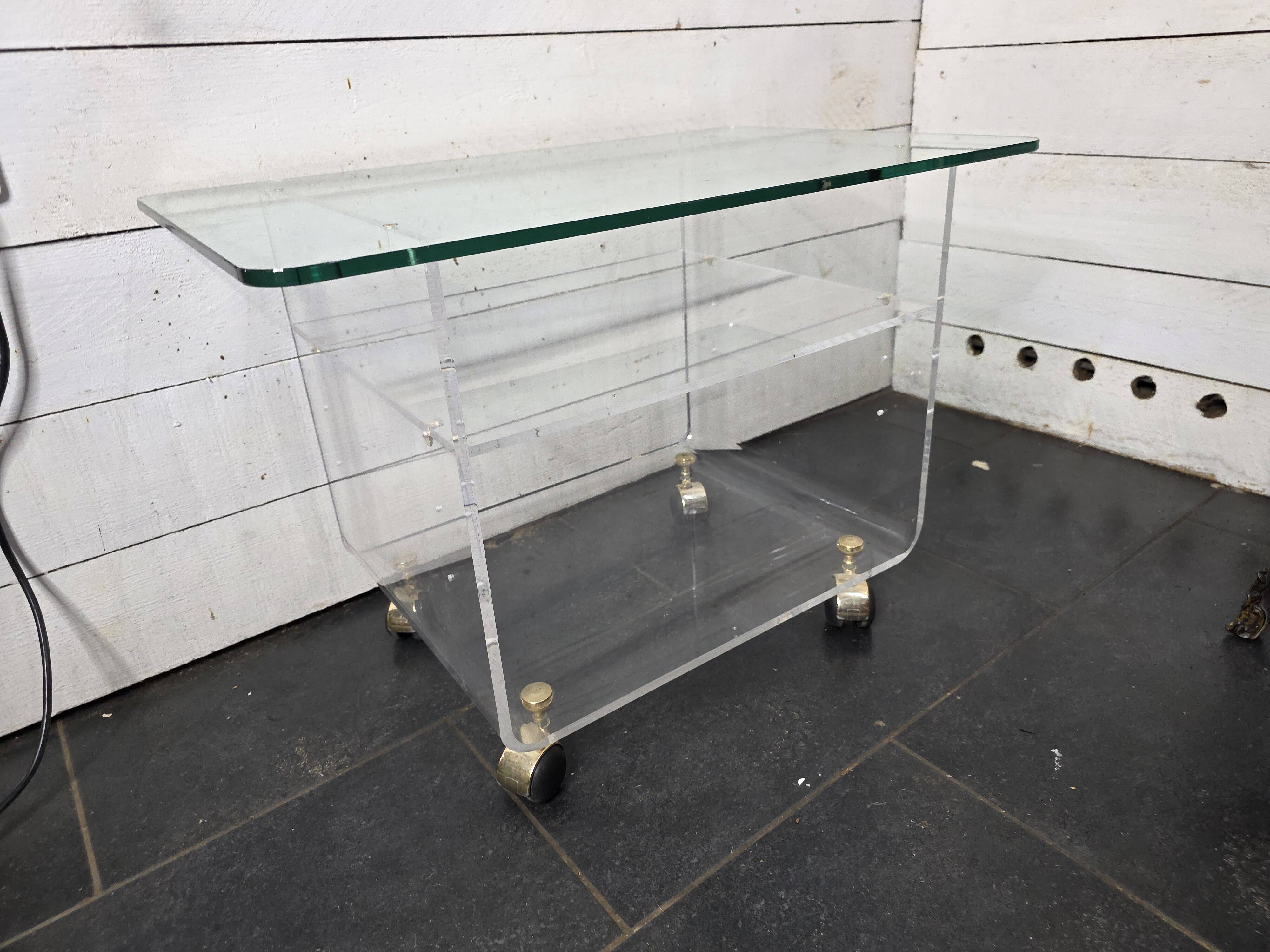 Vintage Plexiglas and Glass Coffee Table by David Lange 1970s
