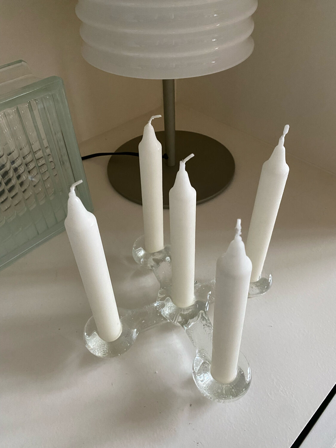 Glass candle holder Pukeberg Staffan Gellerstedt Sweden 1970s