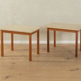 2 tables d'appoint en travertin avec structure en teck, années 1960