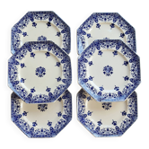 6 assiettes à dessert terre de fer Longchamp Rouen XIXe siècle