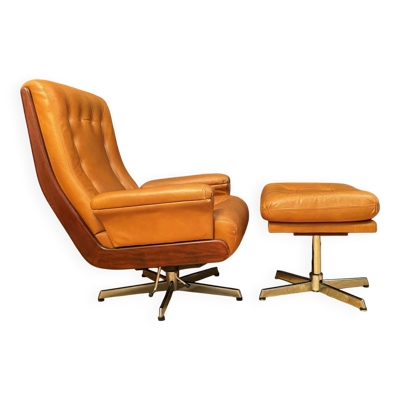 Fauteuil avec repose-pieds, par Ring Mebelfabrikk, Norvège, années 1960