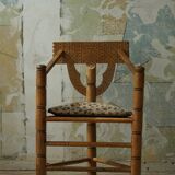 Carved monk's chair in solid oak, Wabi Sabi, Swedish, early 20th century.