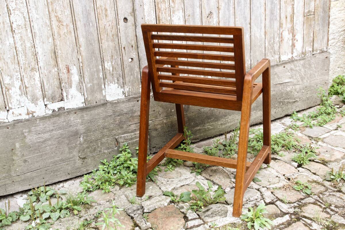 Wooden school desk and chair, 1950s
