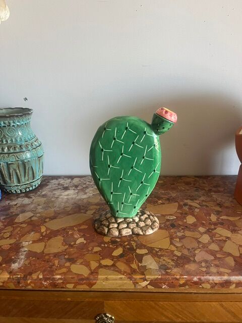 Superb Vintage Sicilian Ceramic Cactus Carafe