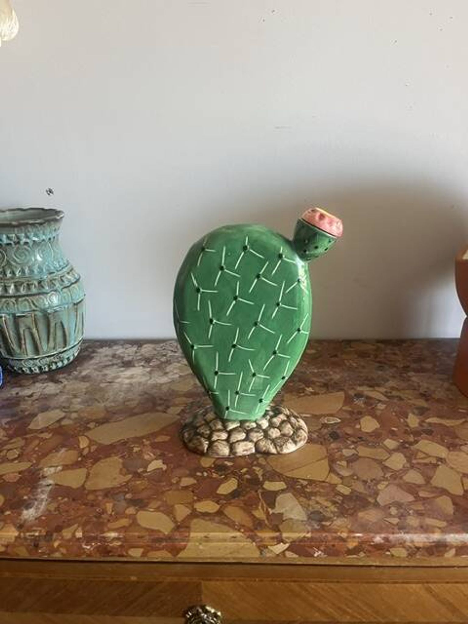 Superb Vintage Sicilian Ceramic Cactus Carafe