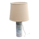 Designer lamp from the 70s in almond green onyx with original fabric shade