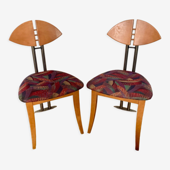 Vintage chairs in wood and fabric