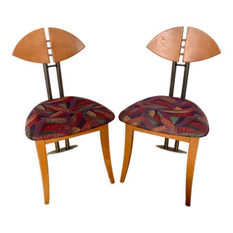 Vintage chairs in wood and fabric