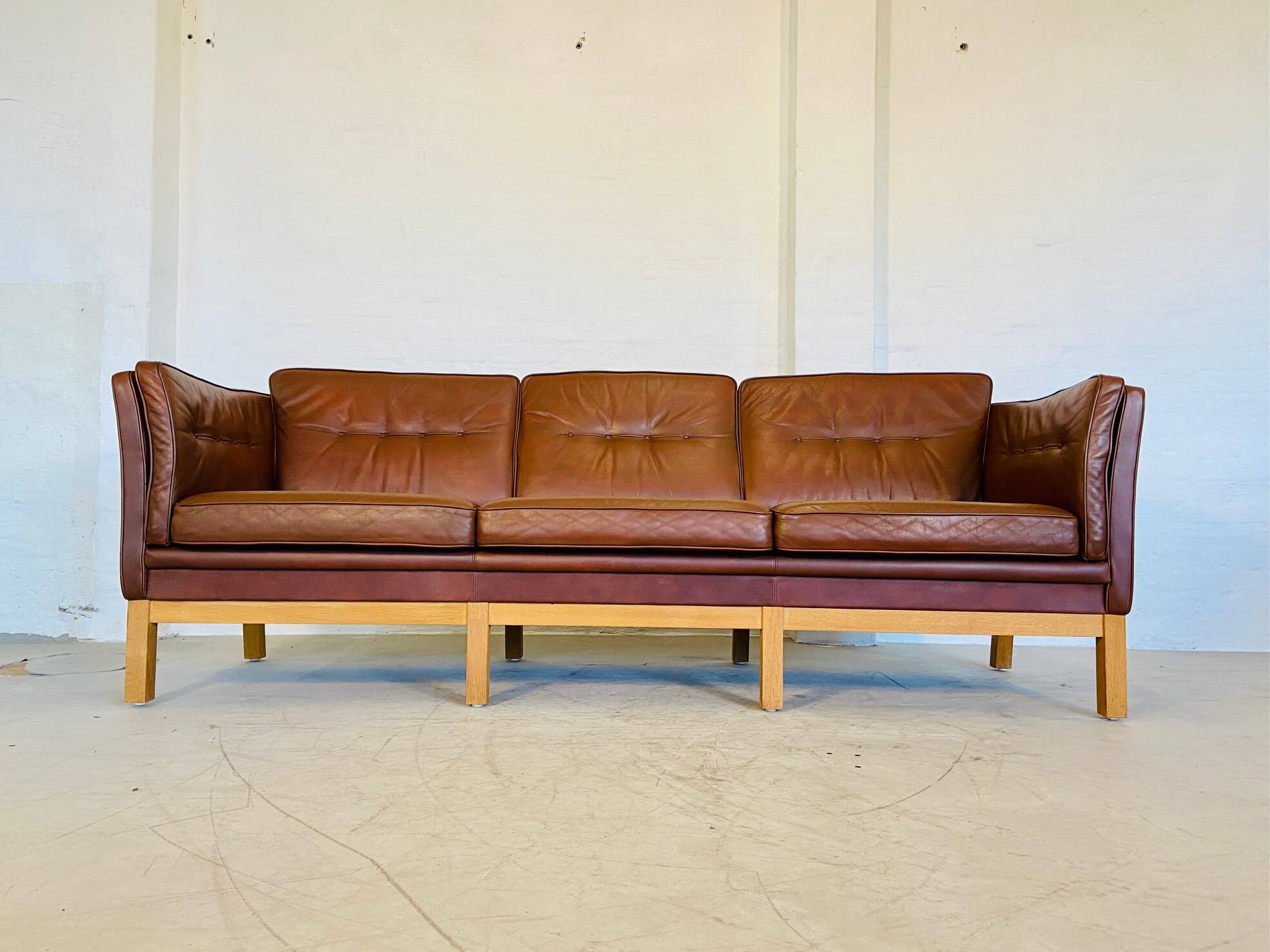 Mid century vintage danish skippers møbler 3 person sofa in coganc leather