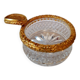 Antique ashtray in cut crystal and gilded bronze frame