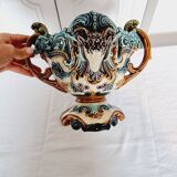 Vase Jardiniere Glass Planter from 1900 Antique Majolica Onnaing Barbonite Collection