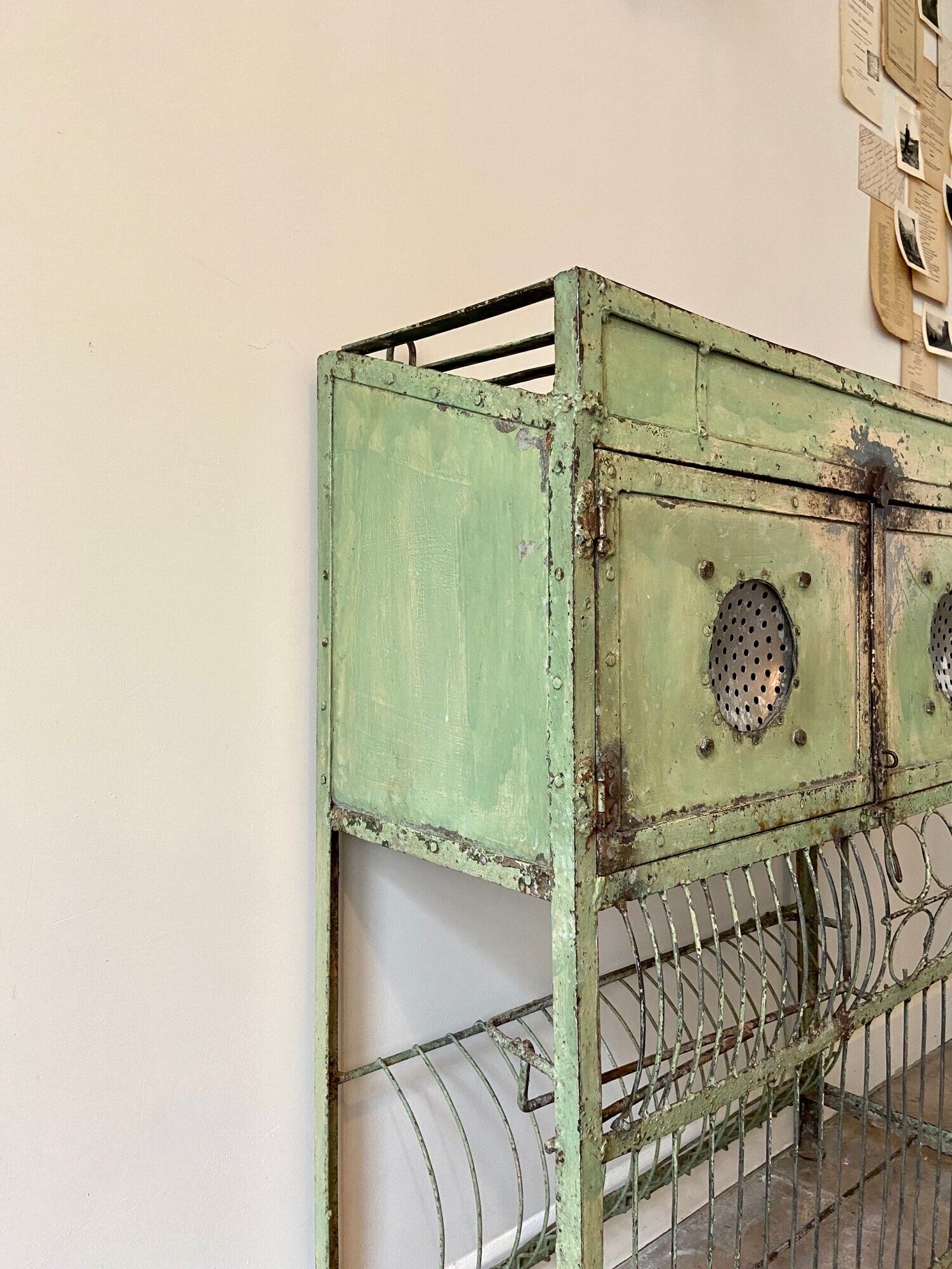 Storage cabinet in water green metal