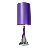 Large Purple Crystal Table Lamp, Signed by Vannes Le Chatel, France