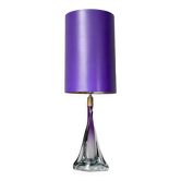Large Purple Crystal Table Lamp, Signed by Vannes Le Chatel, France
