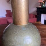 Grand vase en acier vert et doré
