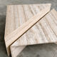 Up & Up large Italian Brutalist travertine coffee table, two-piece geometric mod