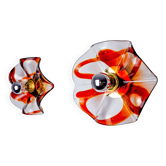 Pair of Fleur wall lights by Murina, orange Murano glass, Italy, 1970