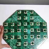 Vintage octagonal solitaire ring in malachite and bakelite from the 1950s-60s