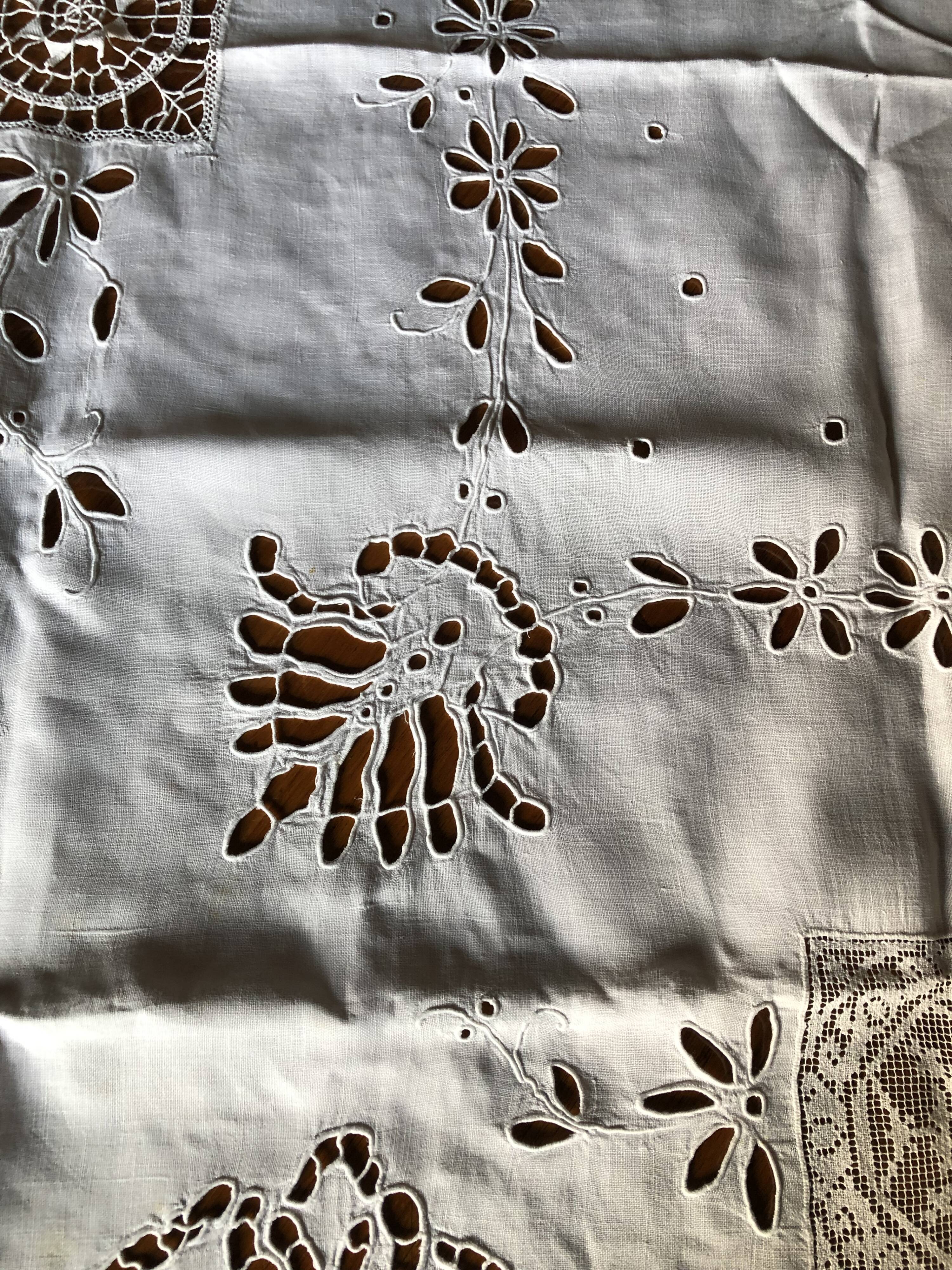 Embroidered linen tablecloth